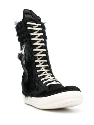Sneakersy sznurowane skórzane koronkowe Rick Owens czarne