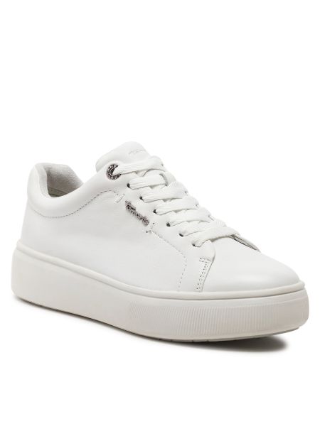 Δερμάτινα sneakers Tamaris λευκό