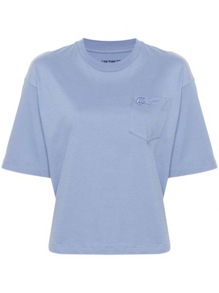 Памучна тениска бродирана Carhartt Wip синьо