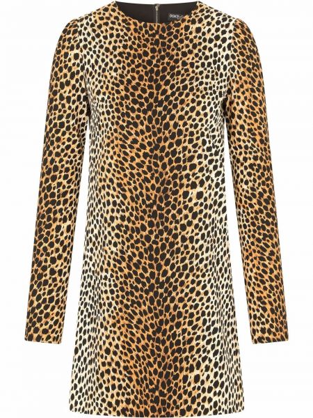 Leopardí šaty s potiskem Dolce & Gabbana zlaté