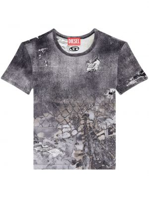 T-shirt à imprimé à motifs abstraits Diesel gris