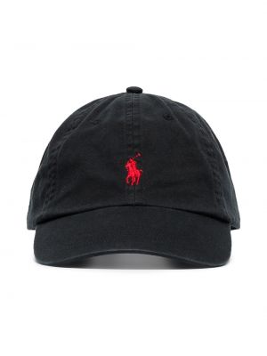 Medvilninis medvilninis kepurė su snapeliu Polo Ralph Lauren juoda