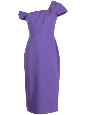 Rochie midi asimetrică din crep Marchesa Notte violet