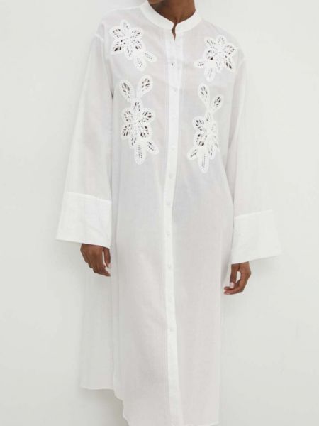 Sukienka midi bawełniana oversize Answear Lab biała