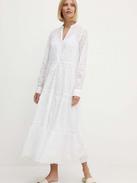 Pamučna maksi haljina Polo Ralph Lauren bijela
