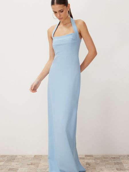 Βραδινό φόρεμα με στενή εφαρμογή από λυγαριά Trendyol μπλε