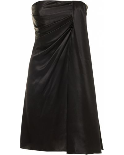 Копринена сатенена мини рокля Dolce & Gabbana черно