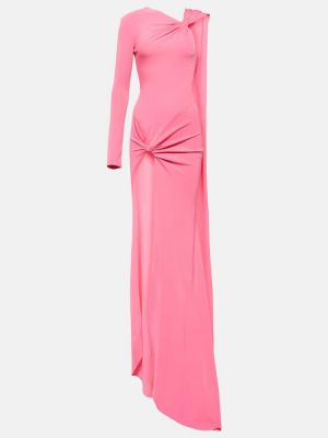 Drapiruotas asimetriškas maksi suknelė David Koma rožinė