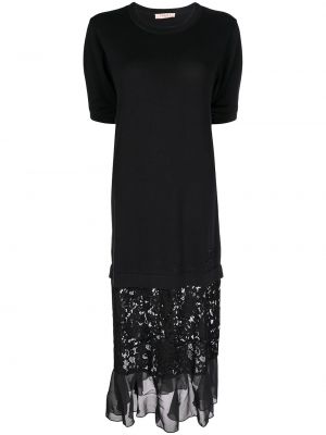 Кружевное ажурное платье на шнуровке Twinset, черный