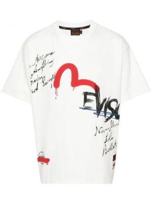Raštuotas marškinėliai Evisu balta