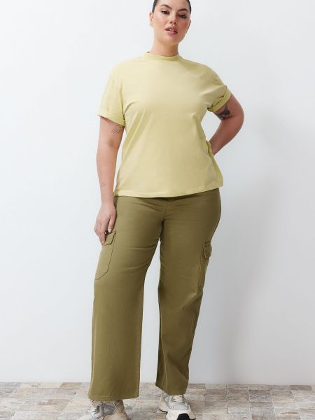 Jeansy relaxed fit Trendyol khaki