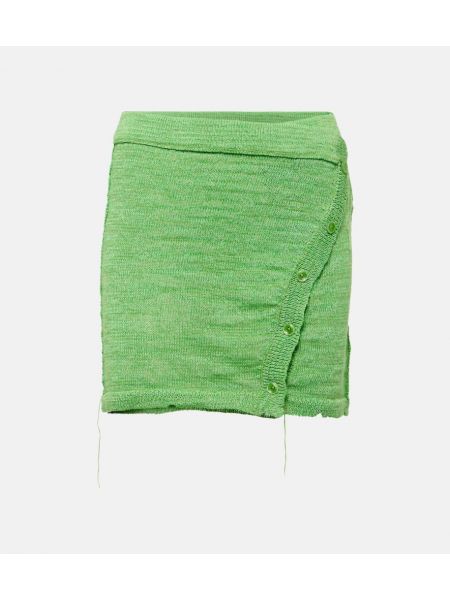 Λινή φούστα mini Acne Studios πράσινο