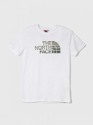 Bavlněné tričko s potiskem The North Face bílé