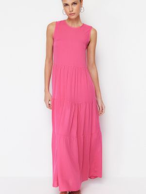 Платье миди без рукавов Trendyol розовое