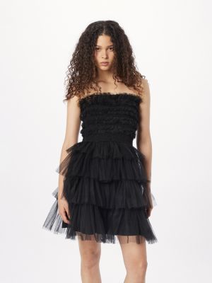 Nėriniuotas mini suknele su karoliukais Lace & Beads juoda