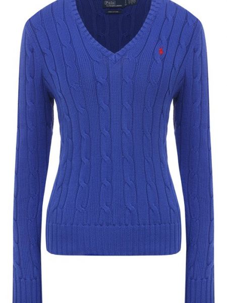 Хлопковый пуловер Polo Ralph Lauren синий