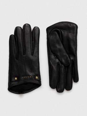 Кожаные перчатки Guess черные