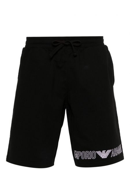 Pamučne kratke hlače s printom Emporio Armani crna