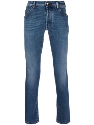 Slim fit skinny džíny s nízkým pasem Jacob Cohen modré