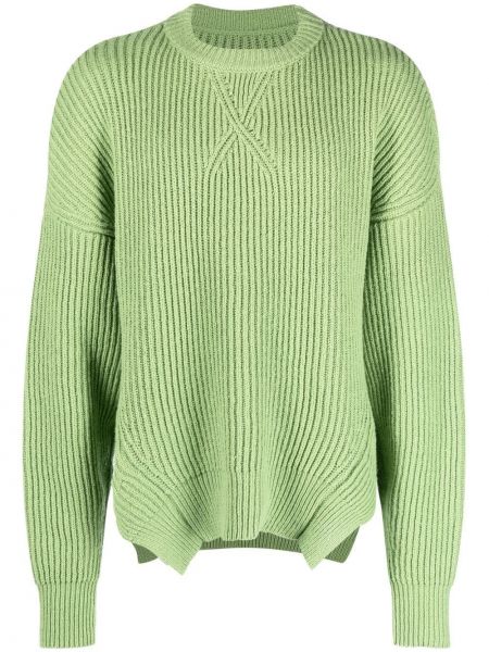 Памучен вълнен пуловер Jil Sander зелено