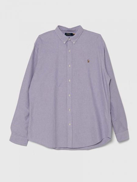 Pamučna košulja s gumbima slim fit Polo Ralph Lauren ljubičasta