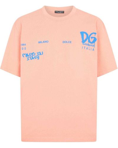 Тениска с принт Dolce & Gabbana оранжево