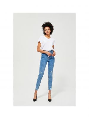 Skinny džíny s vysokým pasem Moodo modré
