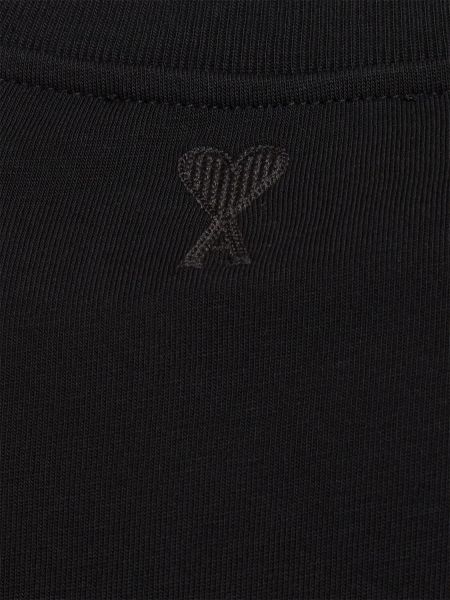 Βαμβακερή μπλούζα με σχέδιο Ami Paris μαύρο