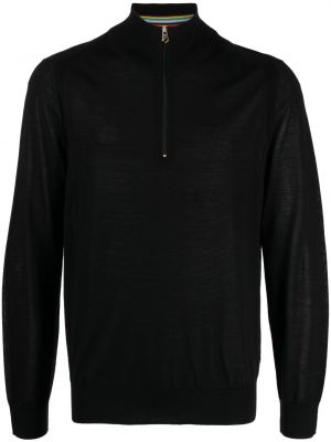 Пуловер с цип от мерино вълна Paul Smith черно