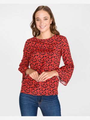 Bluză din viscoză din denim Trussardi Jeans - roșu