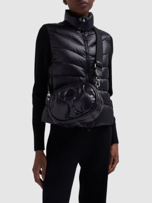 Pikowana nylonowa torba na ramię Moncler czarna