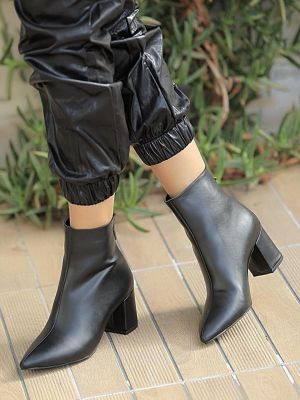 Ботинки на молнии с острым носком Pembe Potin черные