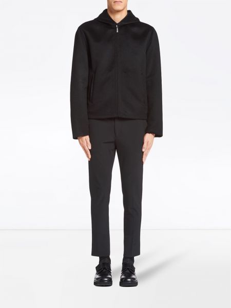 Strick hoodie mit reißverschluss Prada schwarz