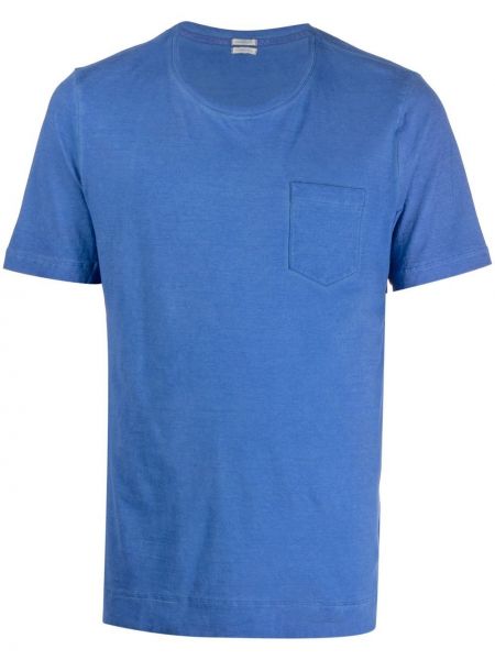 Βαμβακερή μπλούζα με τσέπες Massimo Alba μπλε