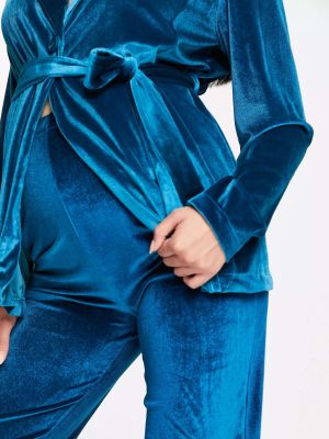 Бархатные брюки из джерси Mama.licious синие