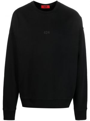 Sweatshirt mit stickerei aus baumwoll 424 schwarz