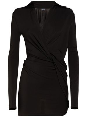 Jersey mini obleka iz viskoze Jacquemus črna