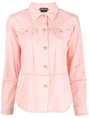 Дънкова риза с копчета Tom Ford розово