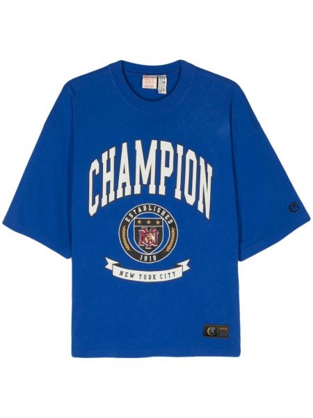 Βαμβακερή μπλούζα Champion μπλε