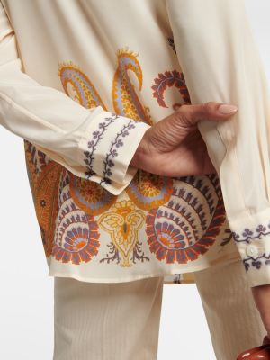 Svilena bluza s paisley uzorkom Etro bijela