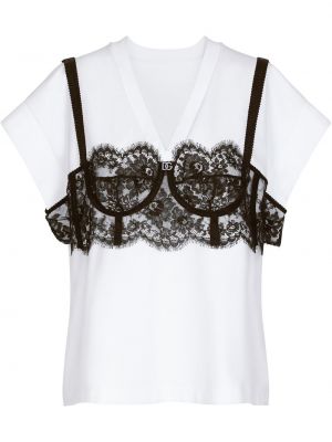 Тениска от джърси с дантела Dolce & Gabbana
