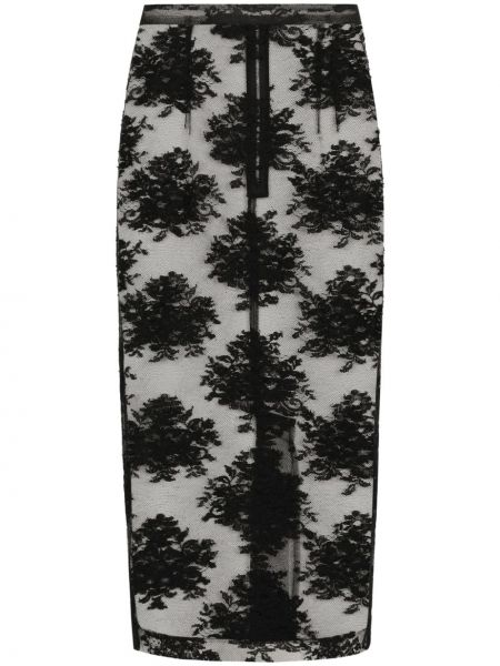 Tylová priehľadná midi sukňa Dolce & Gabbana čierna