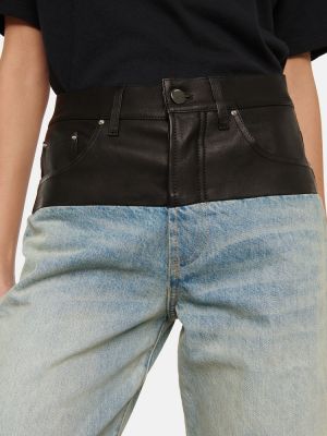 Bavlněné kožené džíny s vysokým pasem Amiri modré