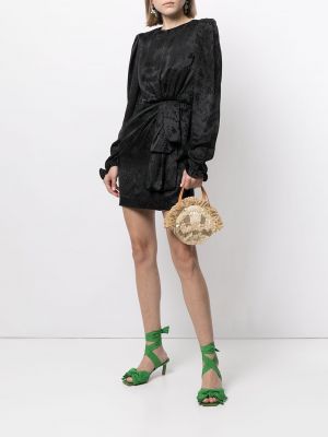 Mini vestido de raso de flores Saloni negro