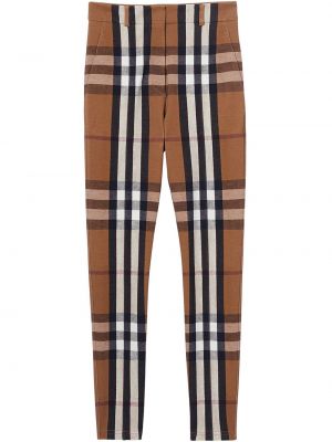 Pantalon à carreaux à imprimé Burberry marron