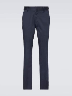Pantalon droit en coton Brioni bleu