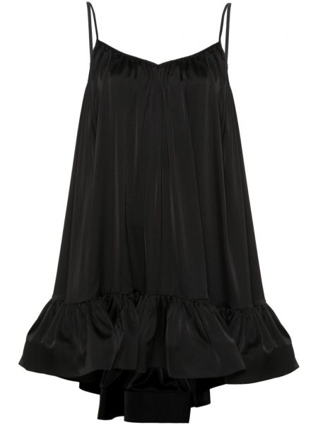 Сатенена мини рокля с волани Nissa черно