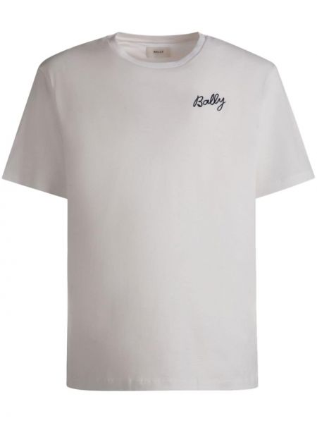 Pamučna majica s vezom Bally bijela