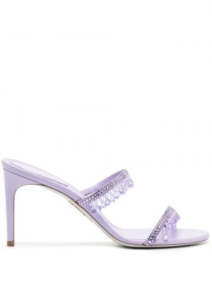 Sandali z biseri s kristali Rene Caovilla vijolična