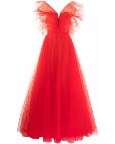 Sukienka z dekoltem w serek tiulowa Carolina Herrera
